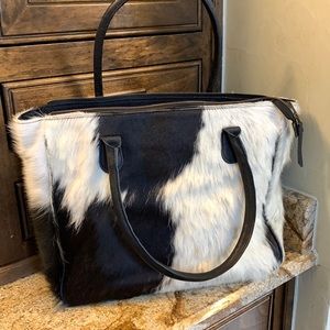Cowhide tote bag